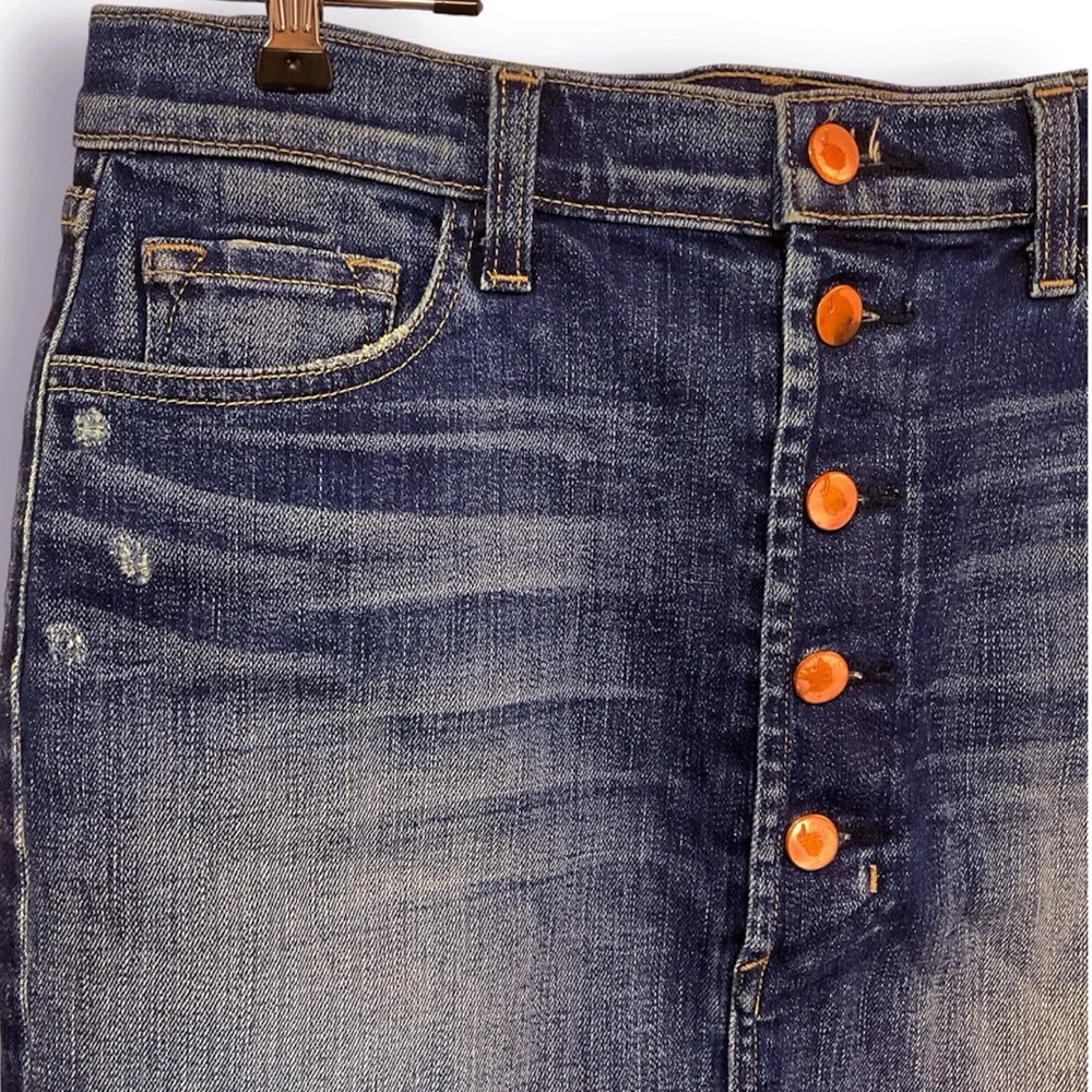 J. Brand Rosalie Mini Denim Skirt Button Fly in Dark Wash